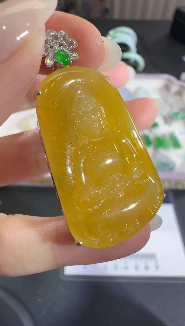 吊坠(不含链)18K金镶嵌翡翠【源头工厂】钻石镶嵌