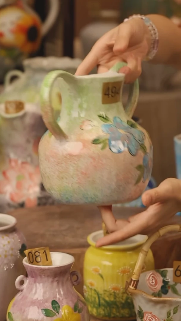 陶瓷494景德镇设计师手作花器摆件侘寂风