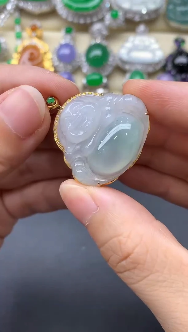 翡翠18K金镶嵌颈饰歪**?188-中国好珍宝