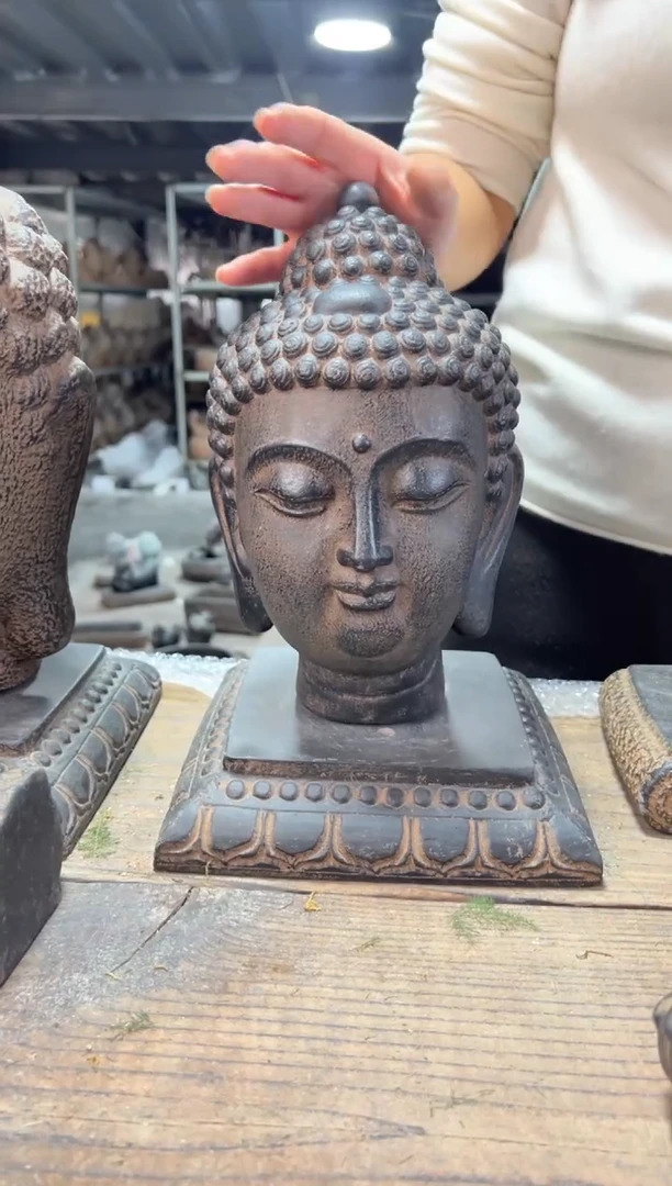 陶土小佛头+莲花底座