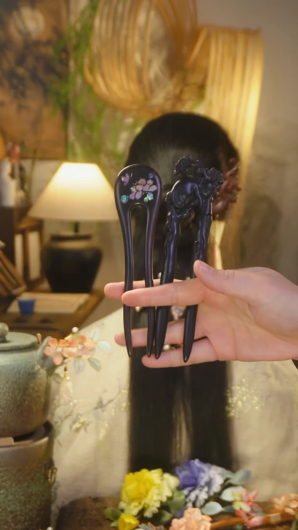 木原创设计蝶恋花加猫钗