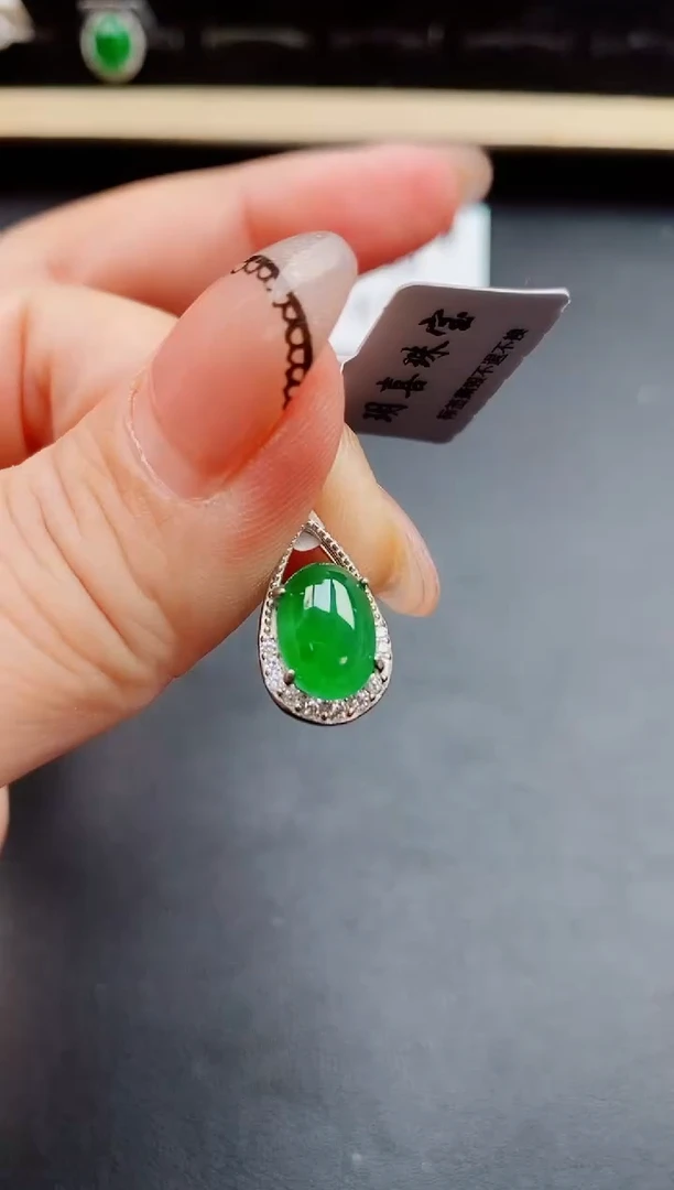 翡翠银S925镶嵌吊坠(赠链)5085