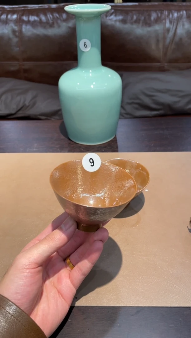 9窑承青瓷草木灰斗笠杯