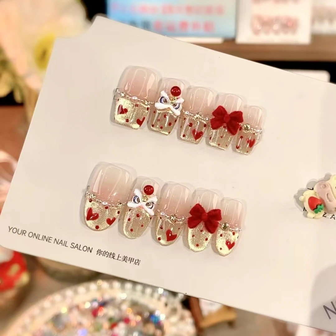 【新年醒狮】新款高品质纯手工穿戴甲美甲贴穿戴式美甲