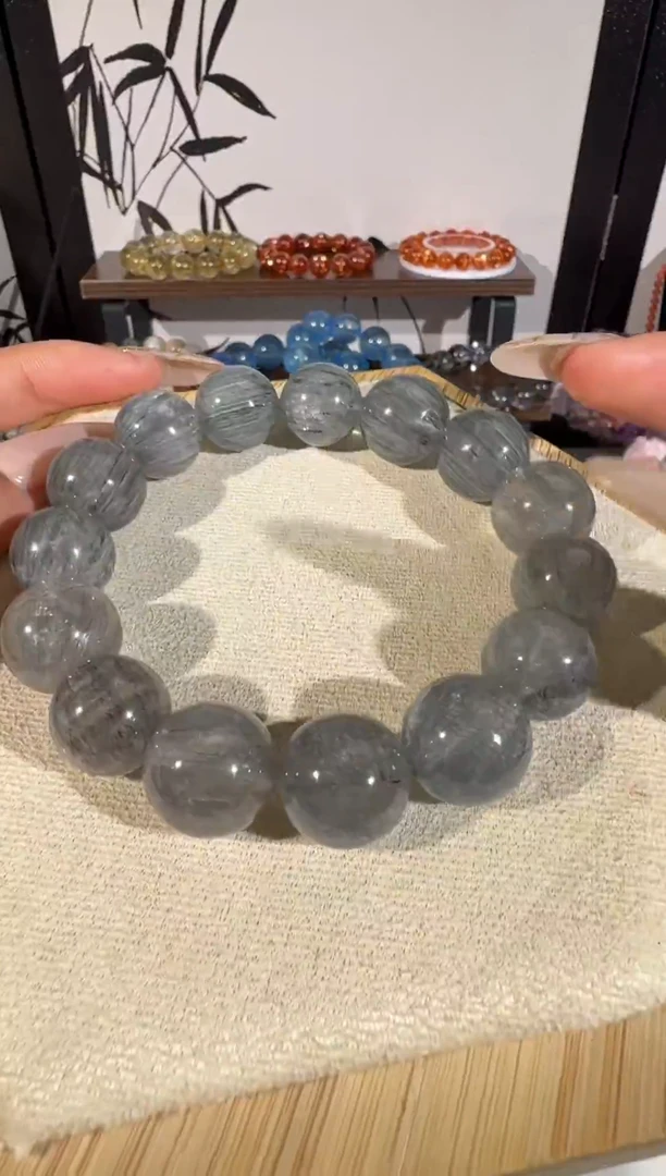 水晶摆件未镶嵌拉丝蓝发手串