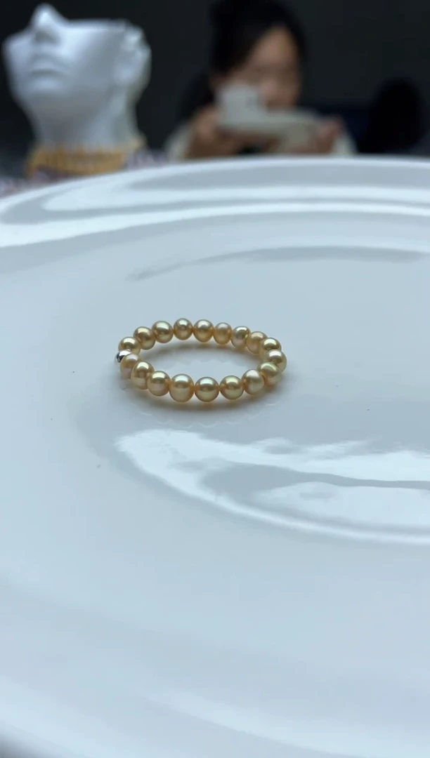 淡水珍珠未镶嵌颈饰3mm  金珠戒指 弹力绳