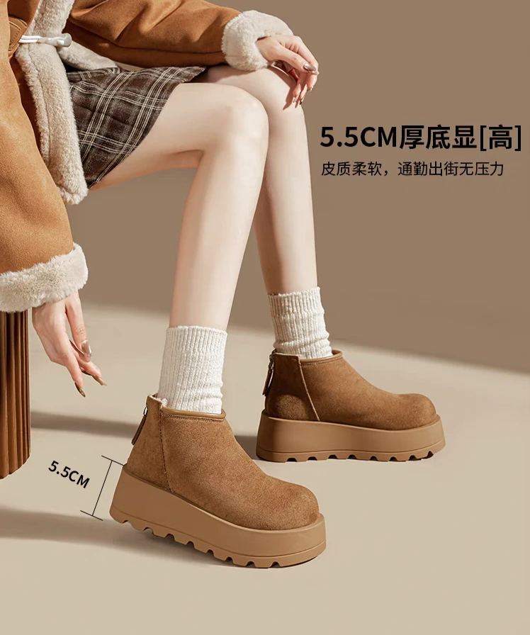 5089冬季厚底博肯韩版高帮拉链短靴复古韩系英伦风