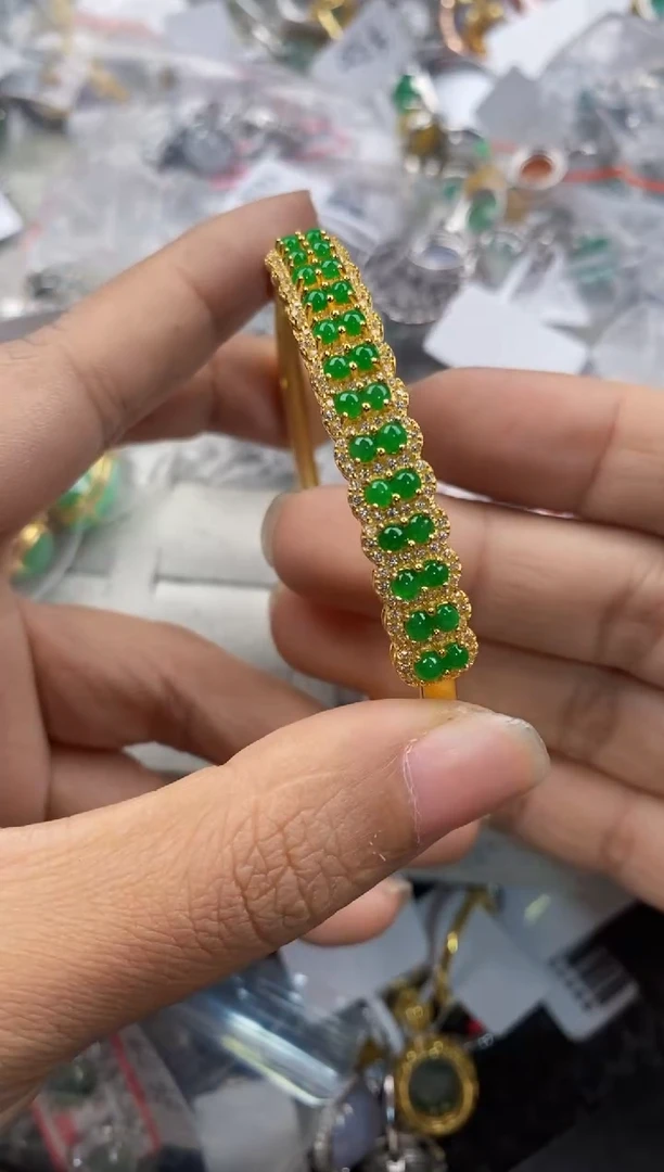银S925镶嵌戒指翡翠999---4