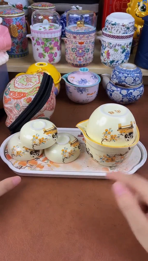陶瓷茶具摆件旅行套组