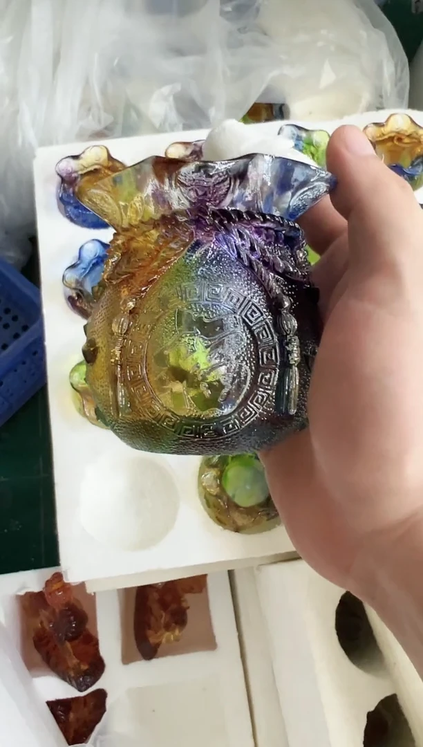 琉璃手工艺品古法琉璃摆件 福袋