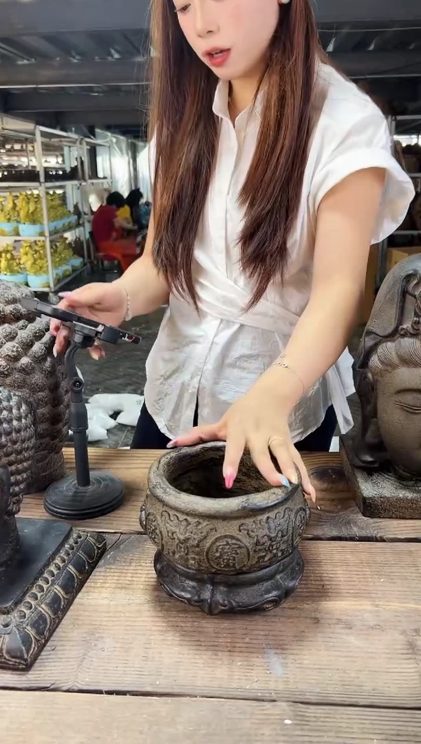 陶土聚宝盆+金箍坛底座