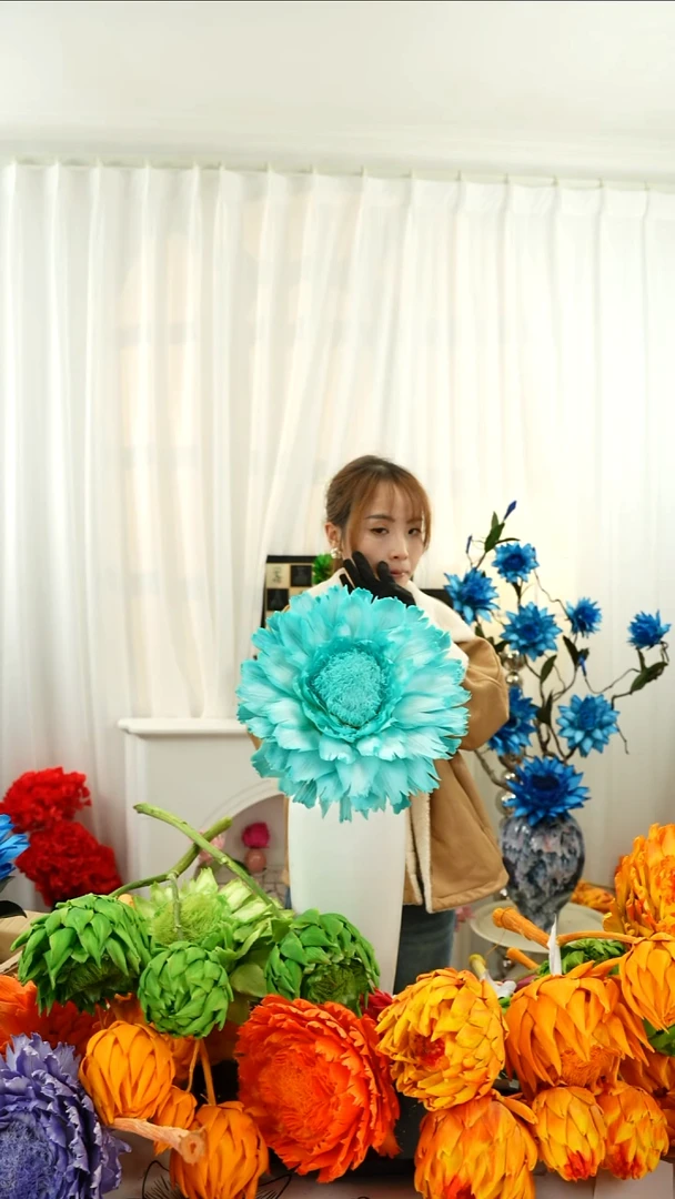 永生洋蓟 霸王花1头叶片有伤【蒂芙尼蓝】A64