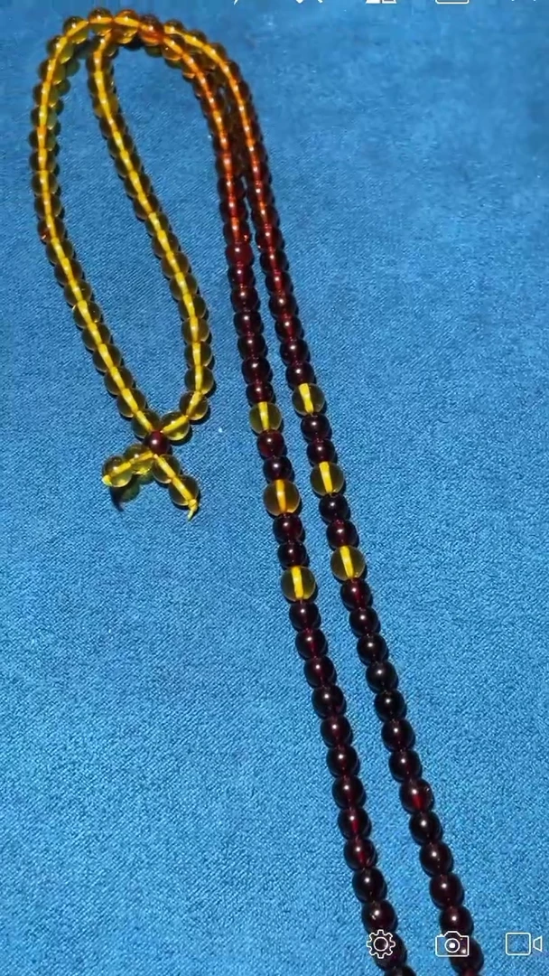 【闪购商品】琥珀裸石未镶嵌WR圆珠渐变色珠链