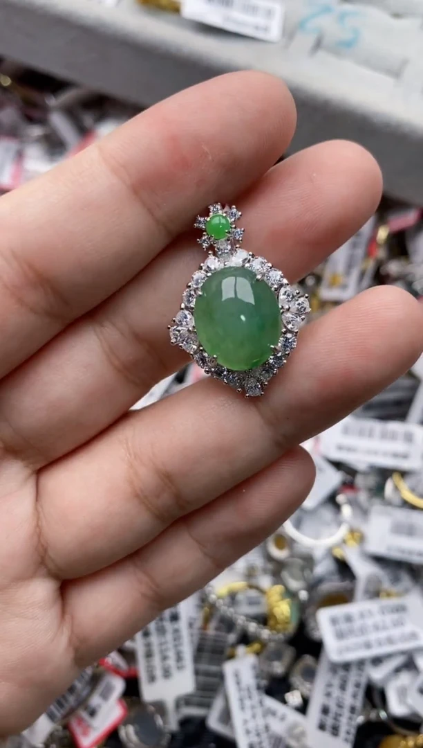 【闪购商品】翡翠戒指银S925镶嵌88888---5