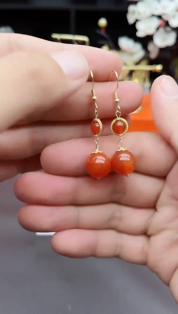 玛瑙/玉髓耳饰银S925镶嵌539000