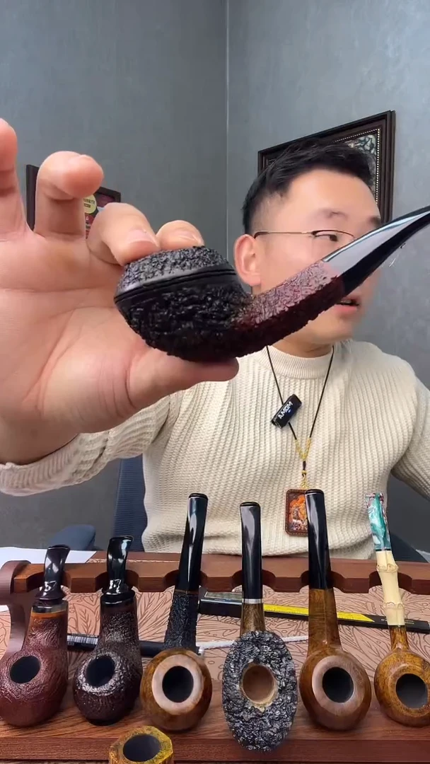 木质石楠木烟斗牛头海盐雕刻