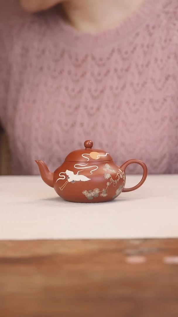 茶壶紫砂朱泥松鹤君德壶
