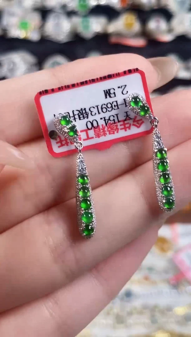 银S925镶嵌戒指翡翠 天然A货翡翠94