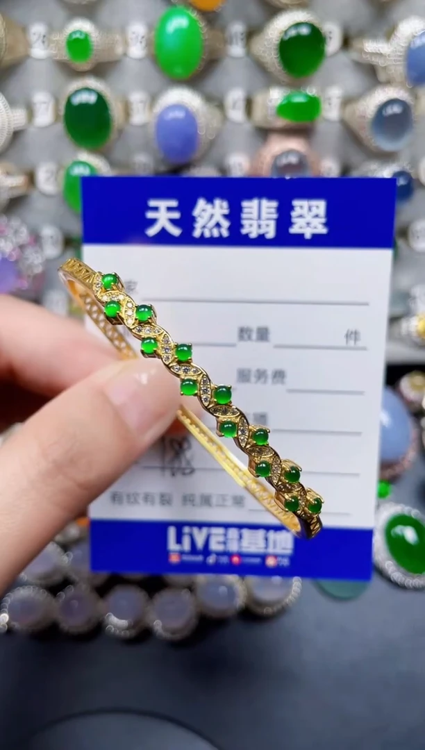 银S925镶嵌手镯翡翠188