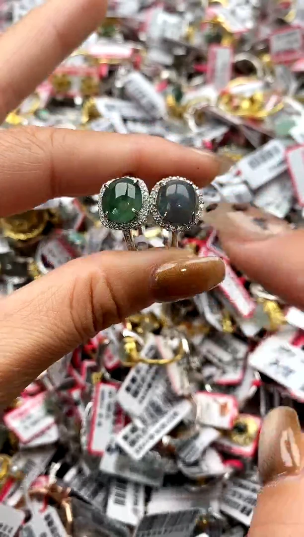 【闪购商品】翡翠戒指银S925镶嵌7777777     7