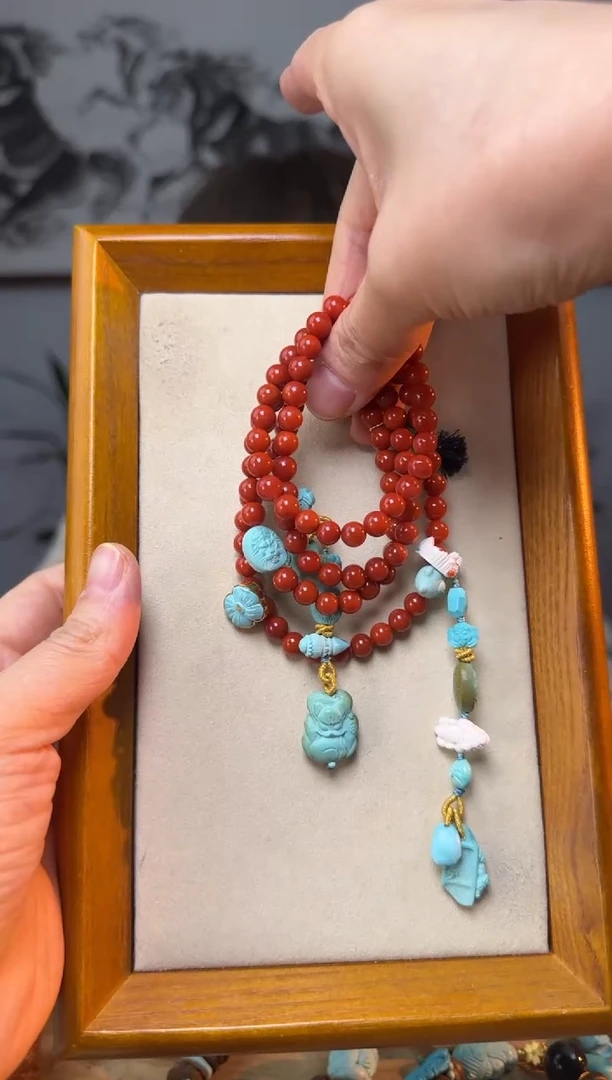 【闪购商品】南红玛瑙项链18K金镶嵌时尚百搭A1481