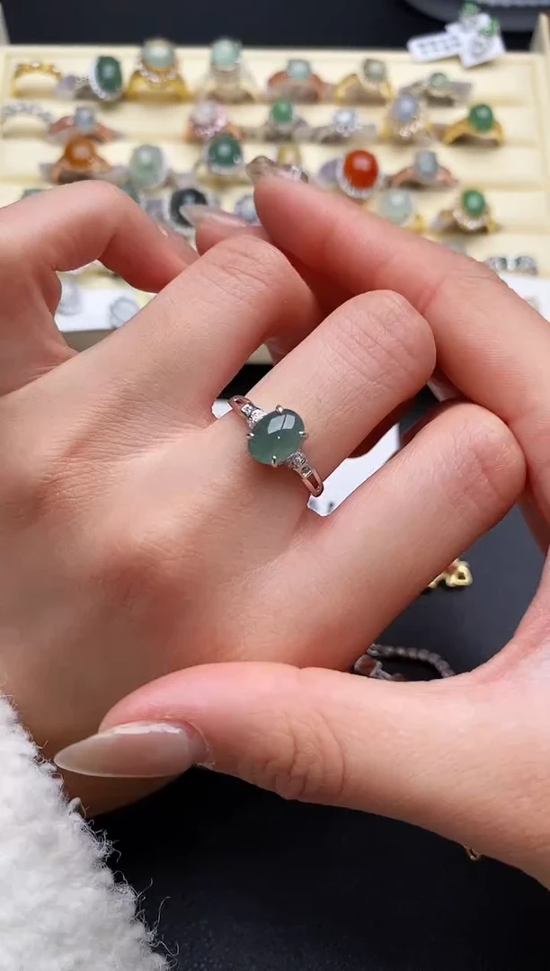 【闪购商品】翡翠戒指银S925镶嵌77777777+9