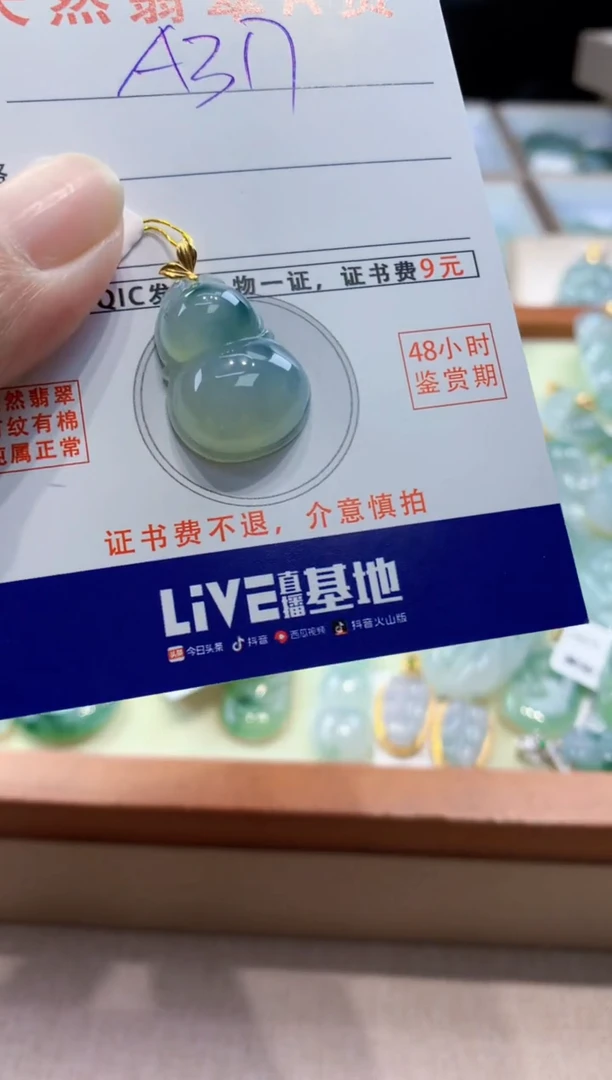 颈饰18K金镶嵌翡翠天然缅甸a货翡翠