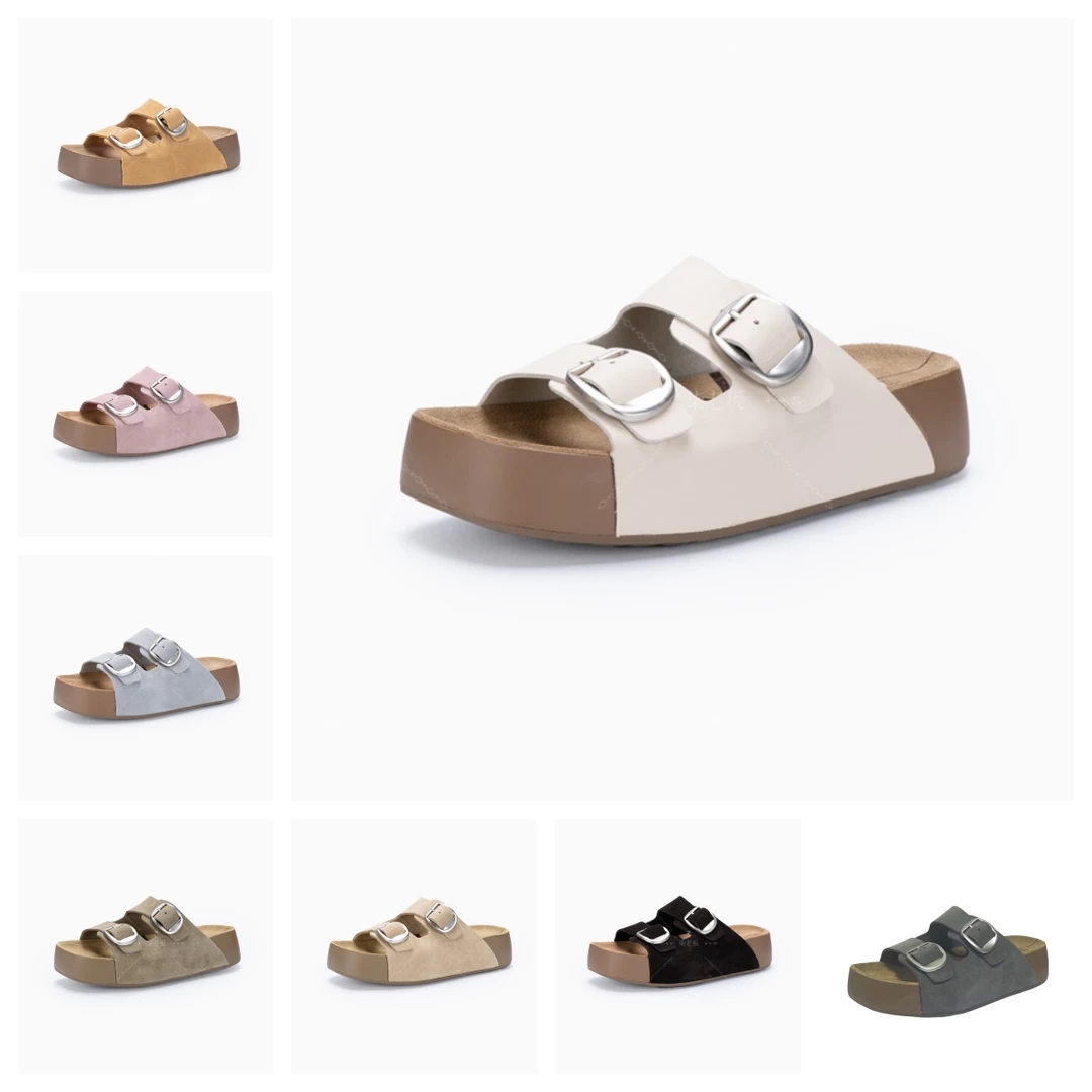 【柒老板】带扣厚底吐司真皮女款外穿凉鞋拖鞋2025夏季新款