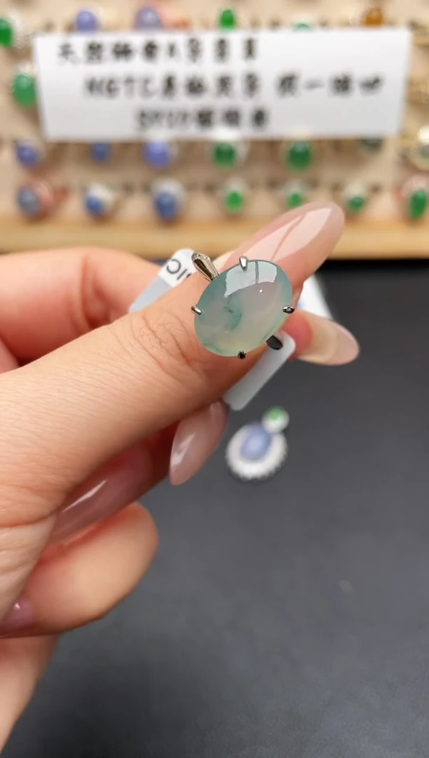 银S925镶嵌戒指翡翠一物一证一礼盒