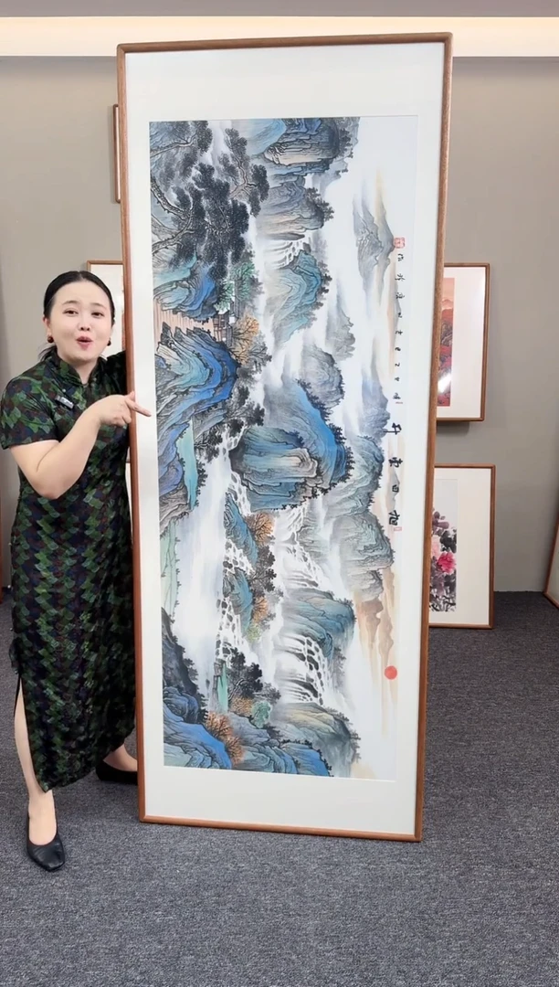 国画旭日东升210*80手绘作品