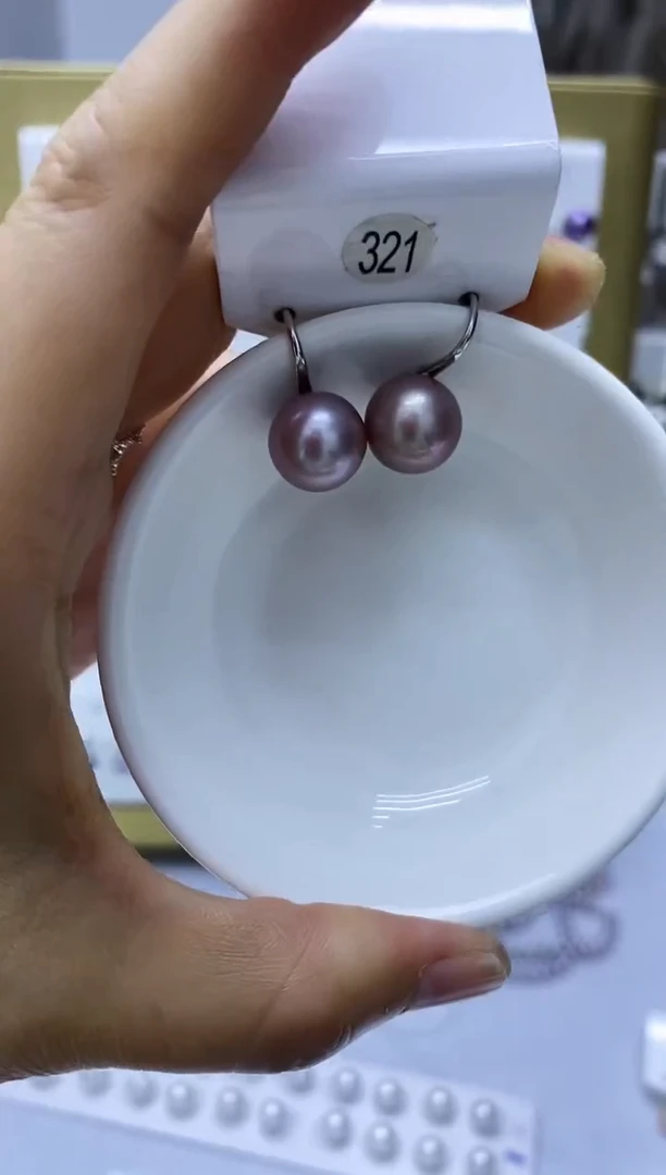 银S925镶嵌耳饰淡水珍珠321