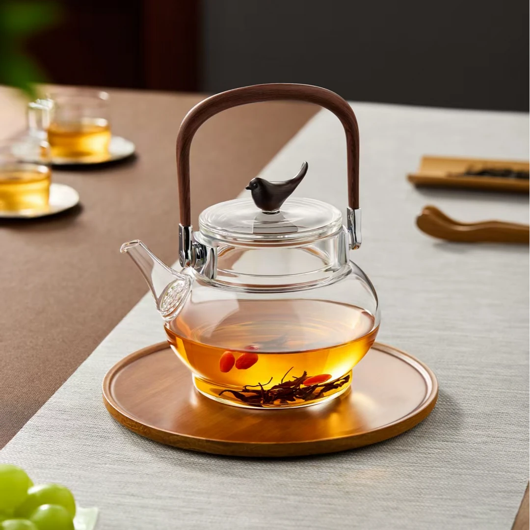 煮茶壶提梁壶茶具泡茶壶纯手工高硼硅耐热带滤孔可烧水煮茶家用