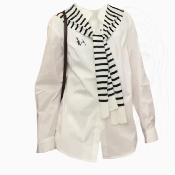 大码胖妹妹韩系老钱风春季新款衬衫女设计感韩系通勤百搭衬衣套装