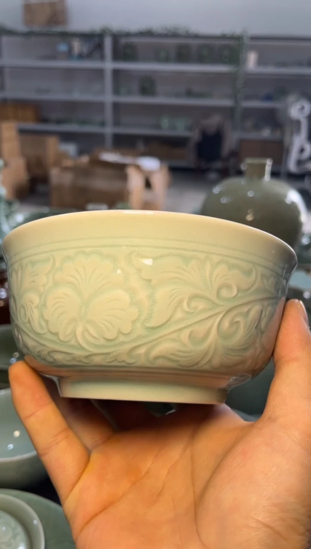 陶瓷微瑕天青5.5宫廷碗2只