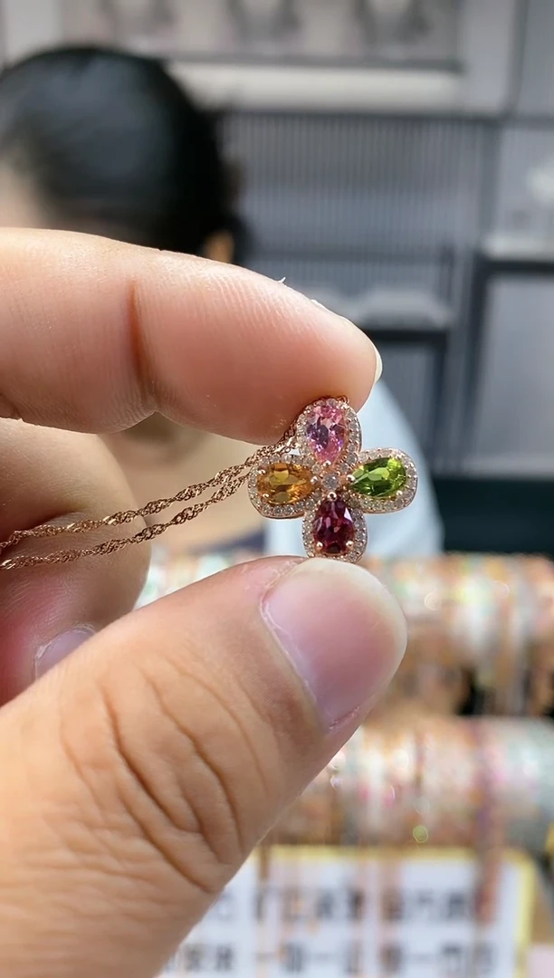 银S925镶嵌吊坠碧玺1515665656566565