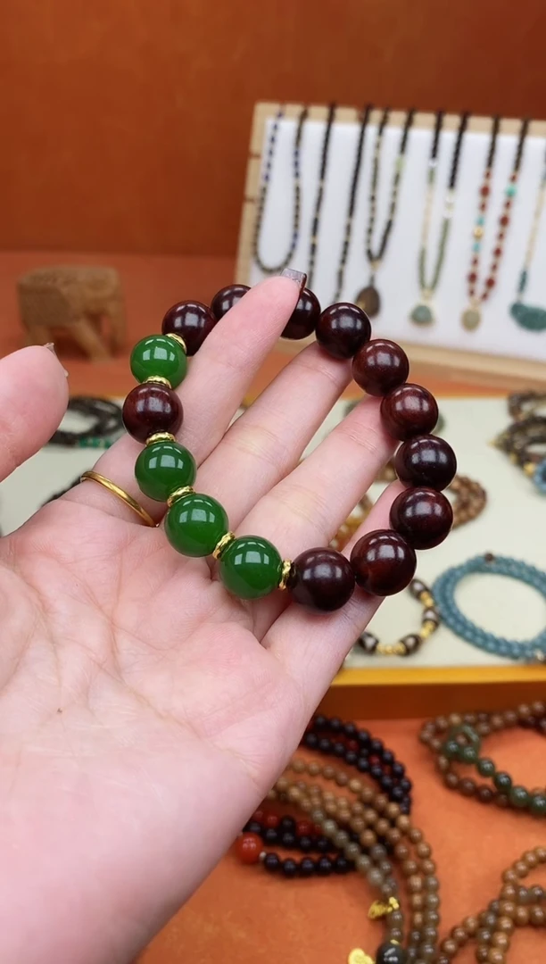 手串檀香紫檀（小叶紫檀）未镶嵌单圈印度小叶紫檀玛瑙手串