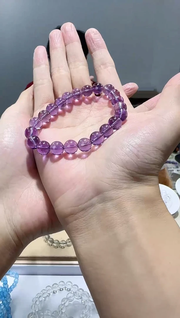 【闪购商品】水晶手链未镶嵌天然全净体巴西紫水晶8+