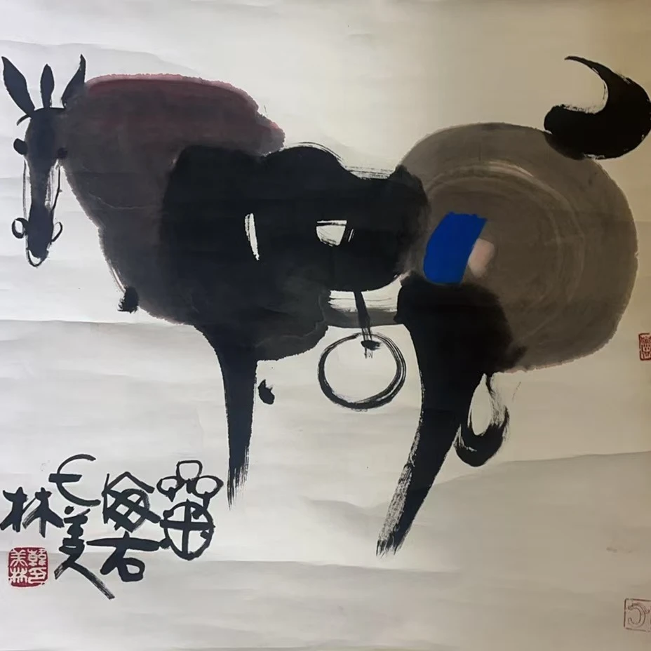 韩 毛驴立轴70×70 4.4平尺