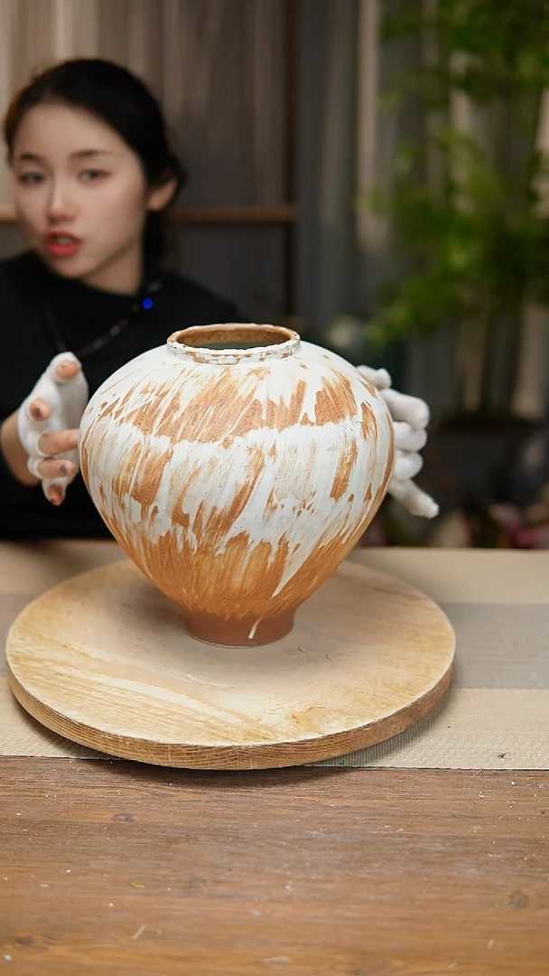 【闪购商品】陶瓷  花器诧寂黄月亮罐