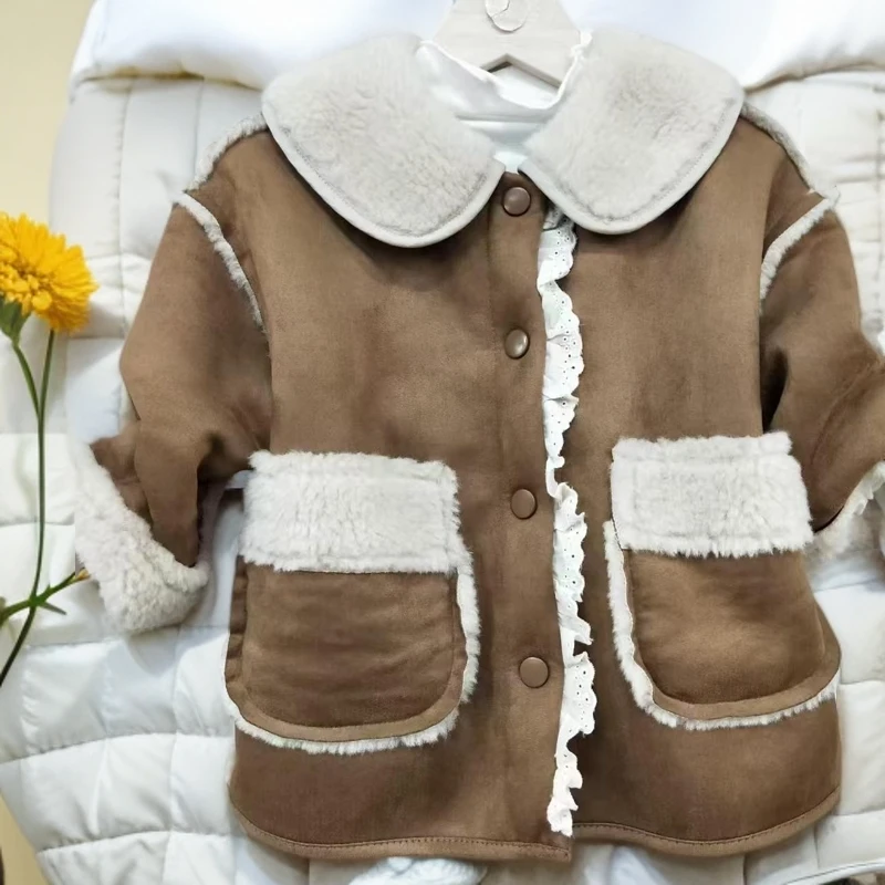 翻领普通外套常规保暖冬款加厚时尚A类女童宝宝小童冬季拼接