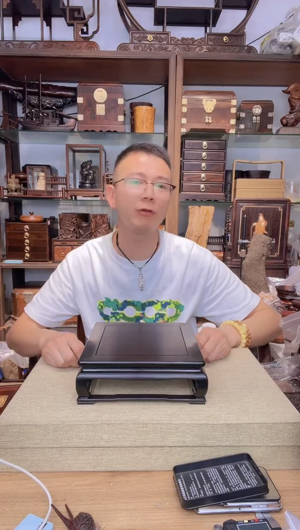 乌木类书架117紫光檀明式摆台22公分  瑕疵