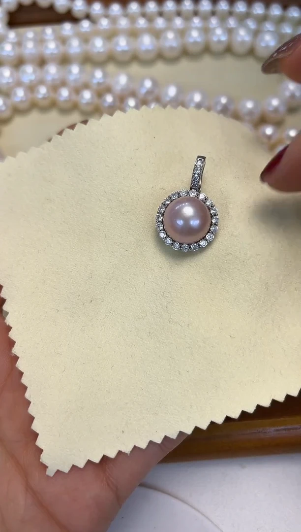 颈饰银S925镶嵌淡水珍珠12MM左右