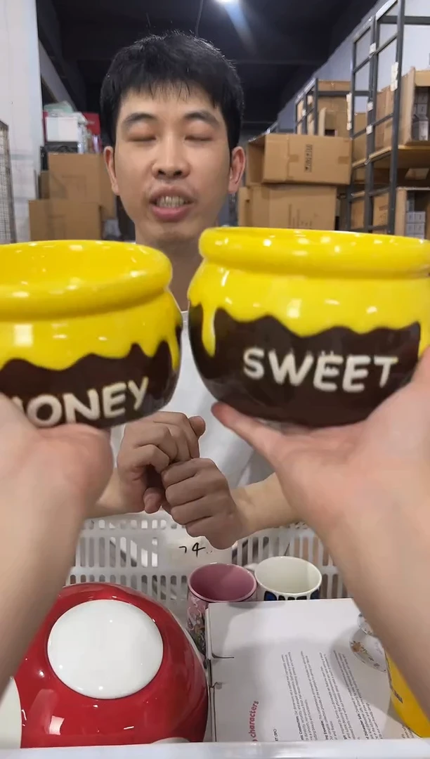 瓷片棕色蜂蜜狗粮碗2件套