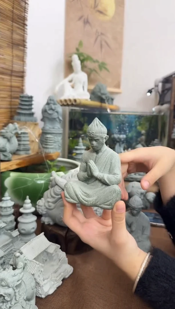 石材青砂石合十悟空