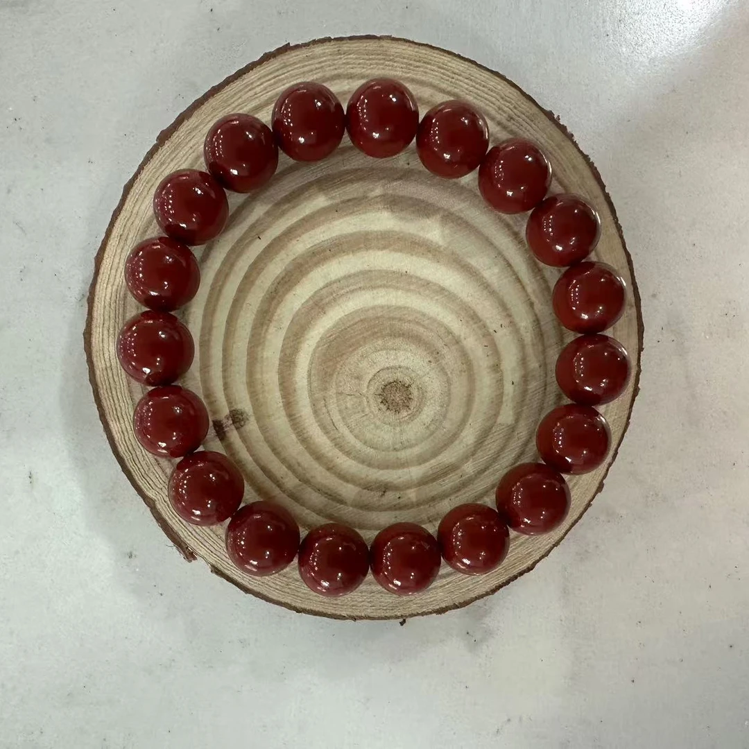 含辰砂工艺品A131 辰砂1.0cm圆珠手串合成