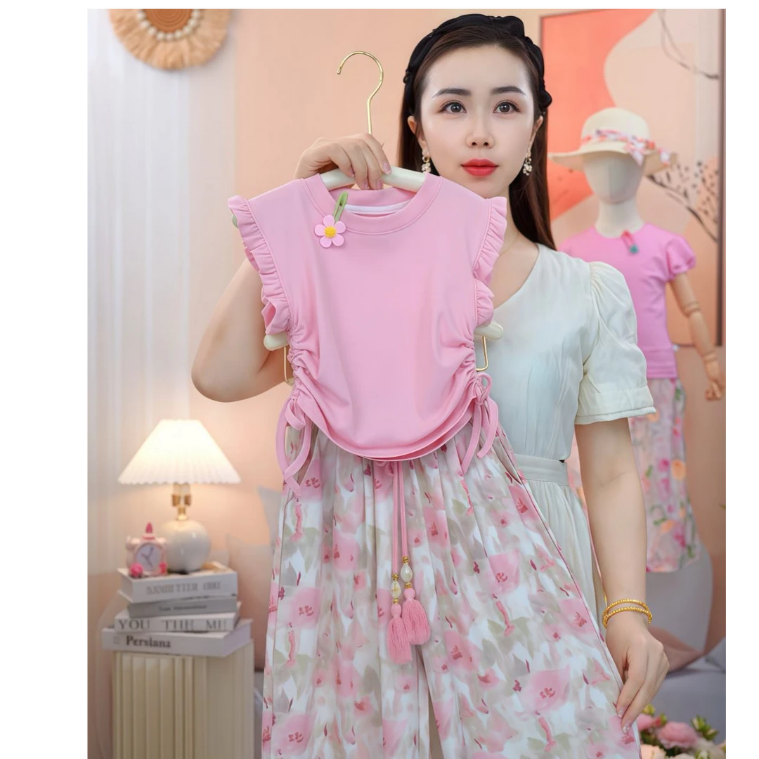 女童夏季套装2025新款儿童背心洋气夏装无袖女孩韩版两件套