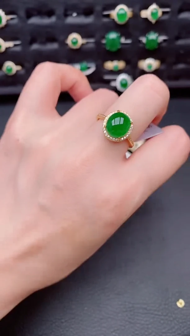 银S925镶嵌戒指翡翠天然a货翡翠250