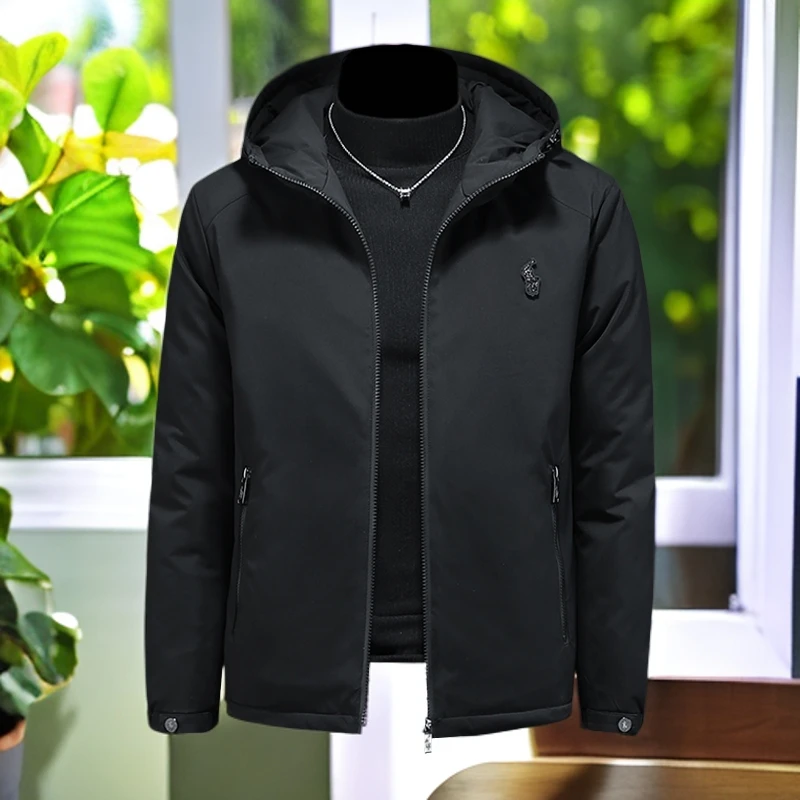 娜罗普西休闲连帽羽绒服男秋冬新款男士时尚大码贴标羽绒衣厚外套