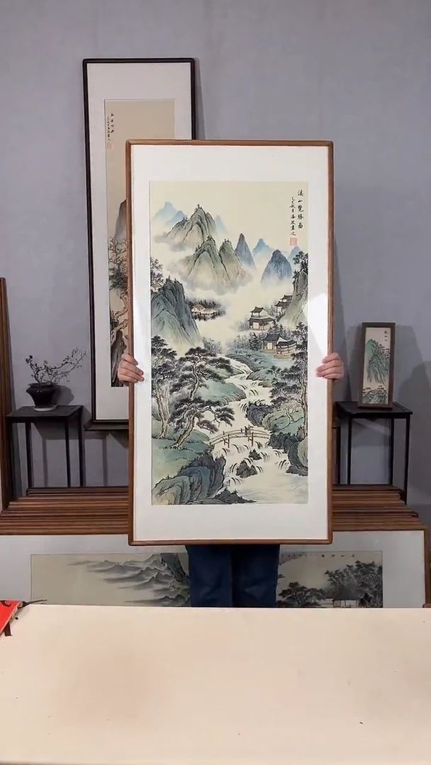 国画手绘*溪山揽胜*62*122cm带框发货