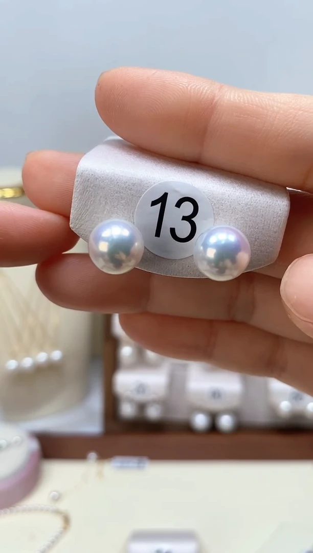 银S925镶嵌淡水珍珠耳饰单珠耳钉